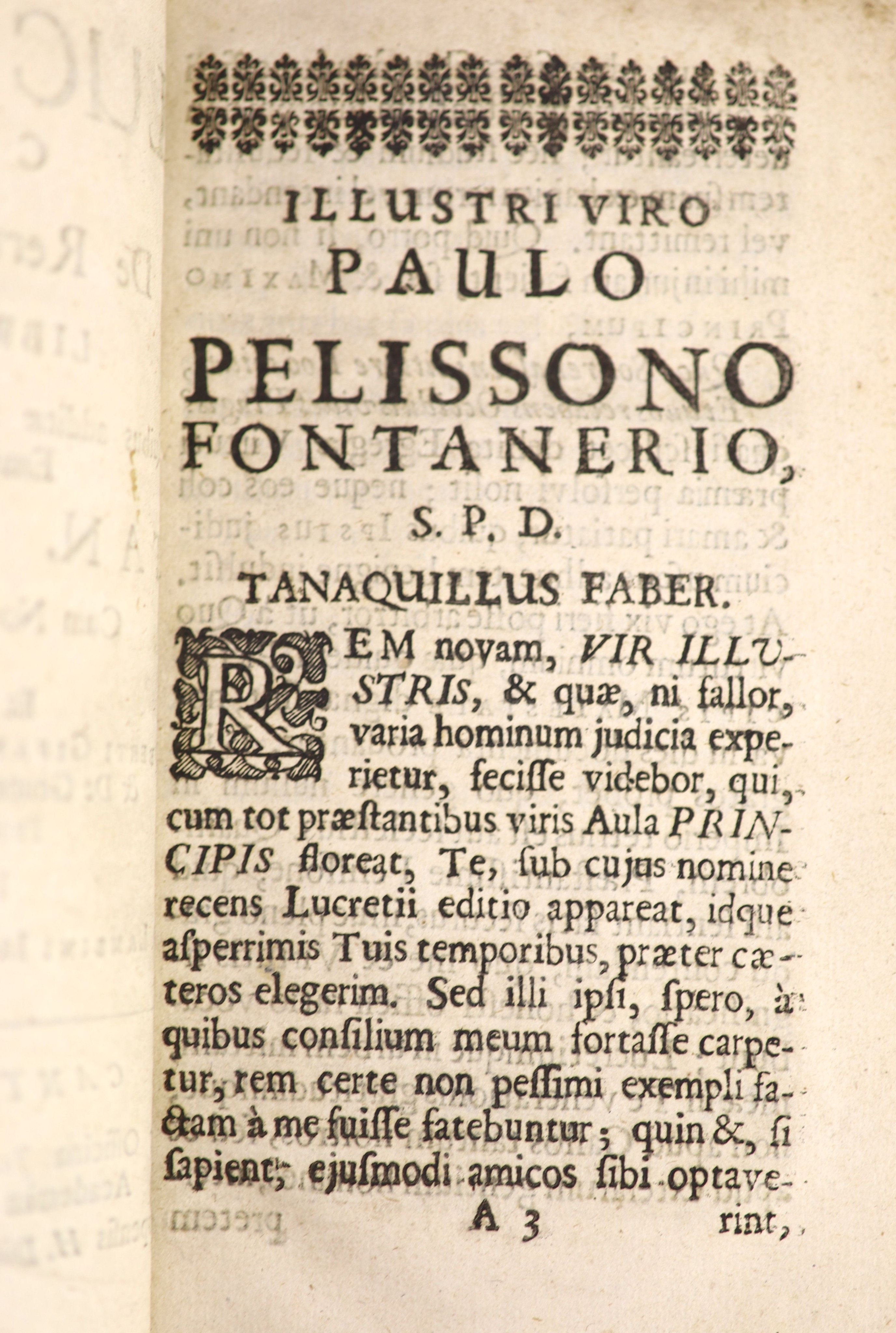 Lucretius. De Rerum Natura ... conjecturae and emendationes Tan. Fabri ...